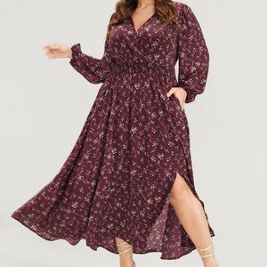 NWT Ditsy Floral Split Pocket Wrap Maxi  dress